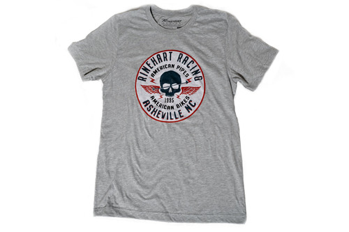 Rinehart Racing MER4-008M - Men's Gray Skull T-Shirt - Medium