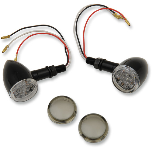 Drag Specialties - LED Marker Lights - Black/Red - Smoke Lens