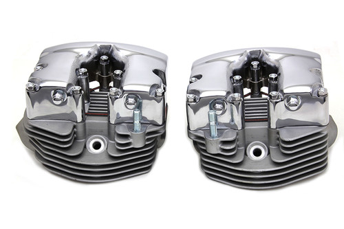V-Twin - Cylinder Head Set with Chrome Rocker Box