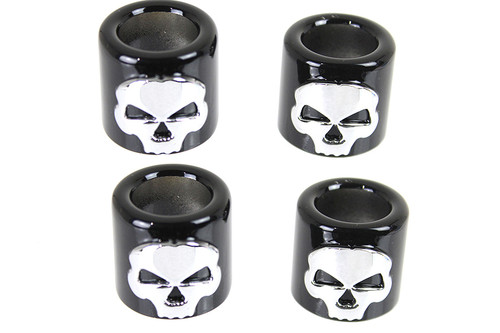 Motorshop #78143 - Pushrod Cover Cup Set Black with Chrome Skull Design