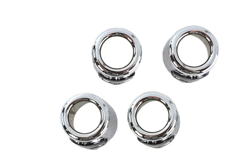 Motorshop #78143B - Pushrod Cover Cup Set Chrome with Black Skull Design