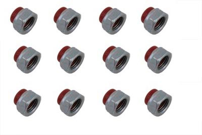 Motorshop #7872R - Replica Red Rocker Arm Nut Set Zinc Plated