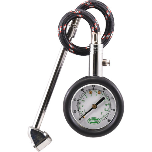 Slime #2020-A - Tire Pressure Gauge - Dual Head/Dial - 10 psi -160 psi