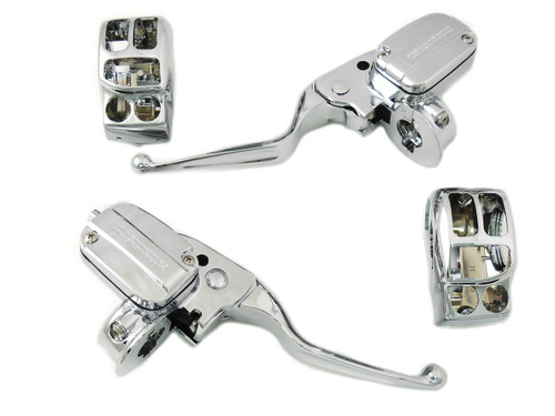 V-Twin #77590 - Chrome Handlebar Control Kit with Hydraulic Clutch
