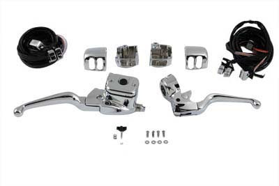 V-Twin #63795B - Smooth Contour Handlebar Control Kit Chrome
