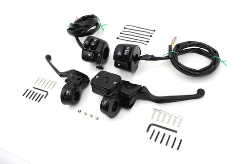 V-Twin #H07-0689MBK - Smooth Contour Handlebar Control Kit Black