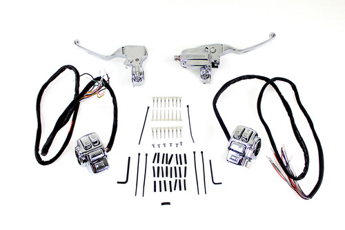 V-Twin #H07-0780K - Chrome Handlebar Control Kit