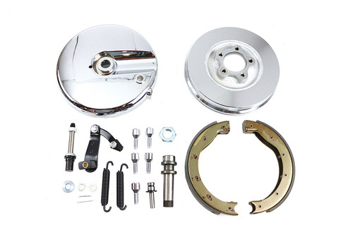 V-Twin - Front Brake Backing Plate Kit Left Side Satin Chrome
