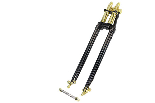 V-Twin - 28 inch Spring Fork Kit Black with Brass Accents