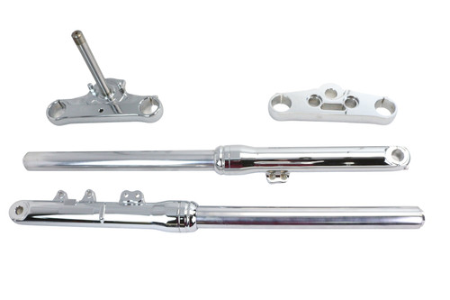 V-Twin - 49mm Fork Slider Assembly with Chrome Sliders