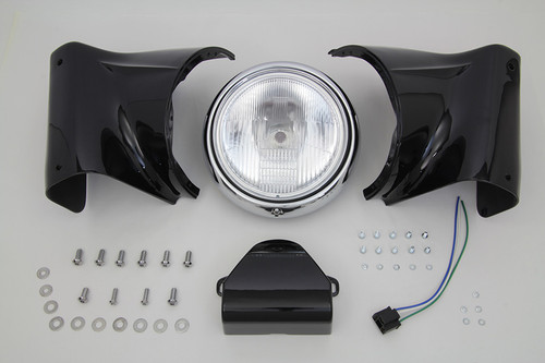 V-Twin #65007B - 7 inch Headlamp Cowl Kit Black