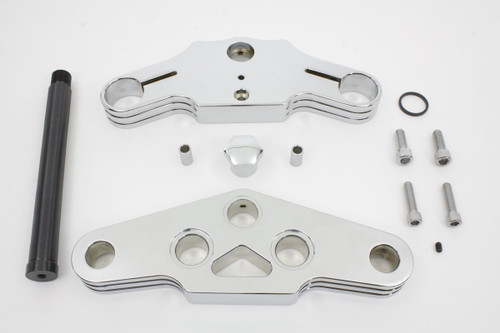 V-Twin - 3° Ball Milled Triple Tree Set Chrome