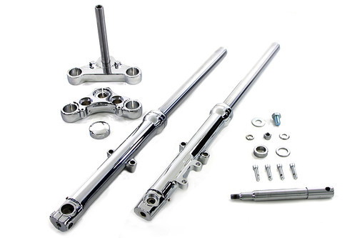 V-Twin - 39mm Fork Assembly Chrome Single Disc with Chrome Sliders