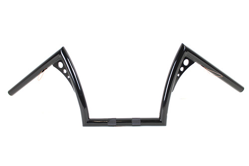 MCM #20124B - 10 inch Z-Bar Handlebar with Wiring Indents and Holes Black