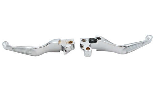 V-Twin #H07-0581 - Chrome Slotted Hand Lever Set