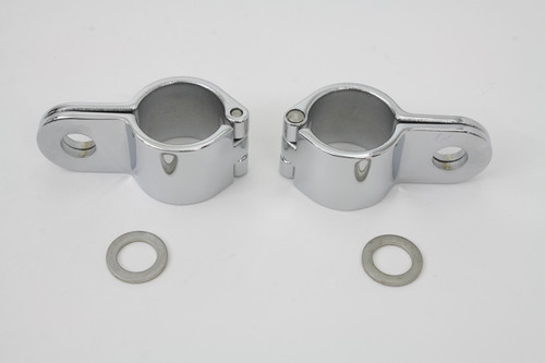 V-Twin - Chrome 1-1/4 inch Footpeg Mount Clamp Set