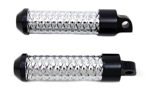 Wyatt Gatling #8717 - Chrome Bullet Style Footpeg Set with Black Ends