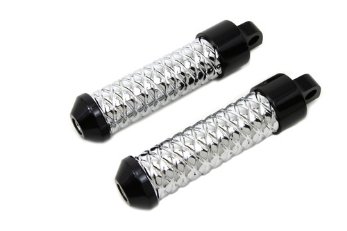 Wyatt Gatling #8717 - Chrome Bullet Style Footpeg Set with Black Ends