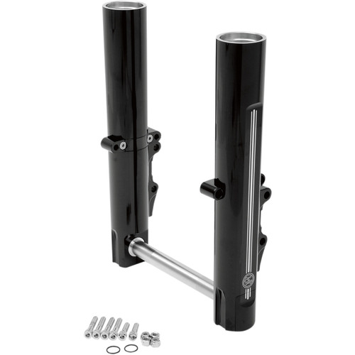 Performance Machine (PM) #0208-2056-BM - Fork Leg Kit - Black - Lower - Dual Disc - Contrast Cut - '08-'13