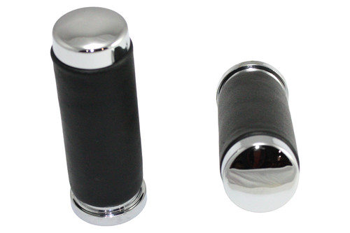 Wyatt Gatling #75194 - Black Leather Grip Set with Smooth End Caps