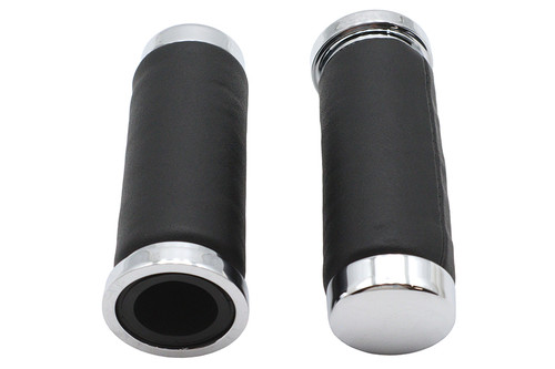 Wyatt Gatling #75194 - Black Leather Grip Set with Smooth End Caps