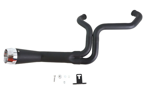 V-Twin - Factory Sample FLT Offset Megaphone 2:1 Exhaust Black with