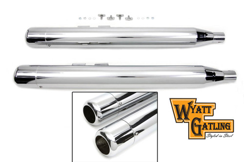 V-Twin #8555 - Wyatt Gatling Muffler Set With Chrome Hollow Point End Tips