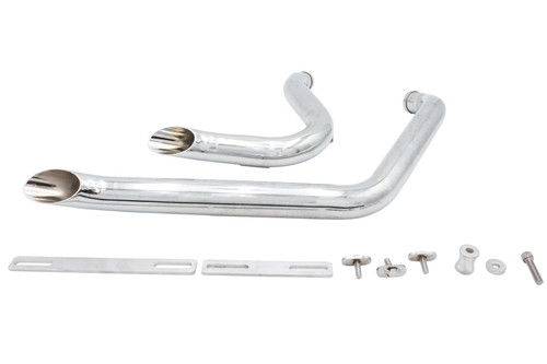 V-Twin #300668 - Stacked Short Goose Style Drag Pipe Set Chrome