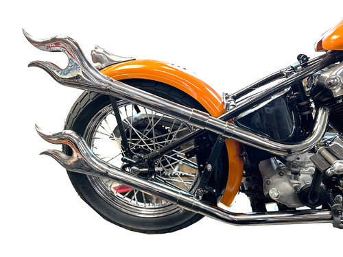 V-Twin - 31 inch Straight Flame Exhaust Pipe Extension Set Chrome
