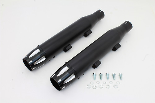 V-Twin #SM-01-BLACK - Black Highlighted Revolver Tip Muffler Set
