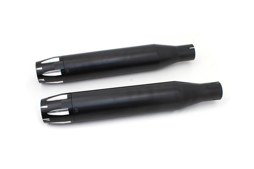 V-Twin #SM-01-BLACK - Black Highlighted Revolver Tip Muffler Set