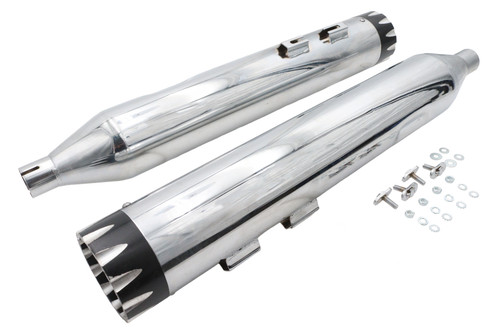 Wyatt Gatling - Wyatt Gatling Muffler Set Chrome With Black Revolver Tips