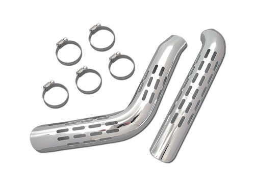 V-Twin #72846A - Exhaust Heat Shield Set Perforated Style Chrome