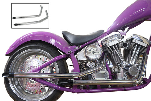 V-Twin - Drag Pipe Set Slash Cut End with Long Black Tips