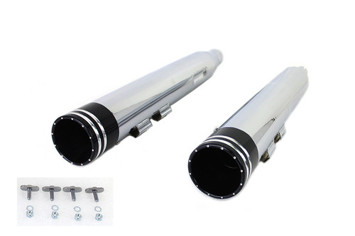 Wyatt Gatling #5189 - Wyatt Gatling Muffler Set Chrome with Black 2 Ring Comet Tip
