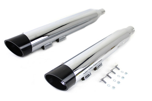 Wyatt Gatling #8375 - Wyatt Gatling Muffler Set Chrome with Black Slash Down Tip