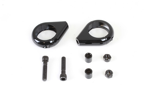 V-Twin #L12-6058GB-39 - Black Turn Signal Clamp Kit for 39mm Forks