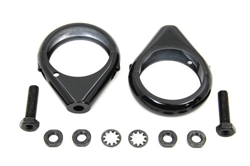 V-Twin #L12-6058GB-49 - Black Turn Signal Clamp Kit 49mm Forks