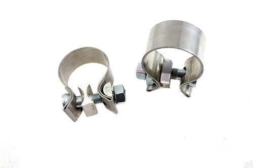 V-Twin - 1-7/8 inch Muffler End Clamp Set Stainless Steel