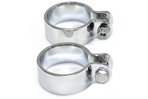 V-Twin #70318B - Chrome 1-7/8 inch Heavy Muffler Body and End Clamp Set