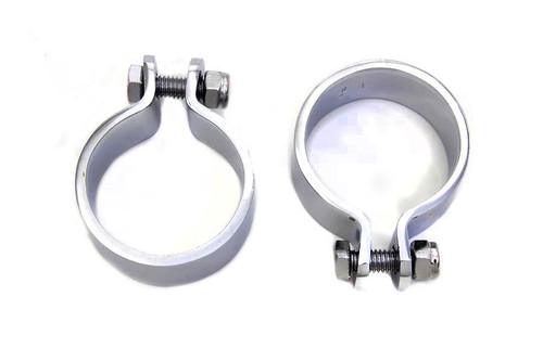 V-Twin #70318B - Chrome 1-7/8 inch Heavy Muffler Body and End Clamp Set