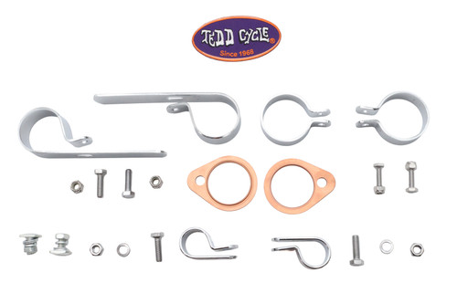 V-Twin - Shovelhead Header Set Mount Kit Chrome