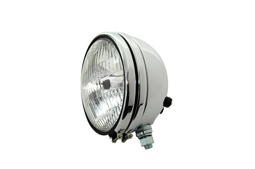 V-Twin #01274 - Replica 5-3/4 inch Round Chrome Headlamp