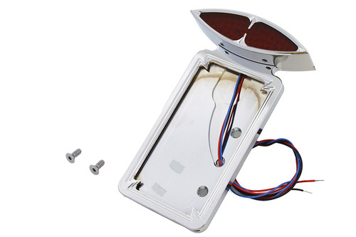 Wyatt Gatling #76386T - Chrome Billet LED Tail Lamp and License Plate Vertical Side