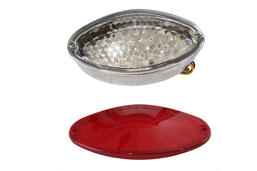 Wyatt Gatling #L24-0422C/R - Chrome Cateye Stepped Design Tail Lamp