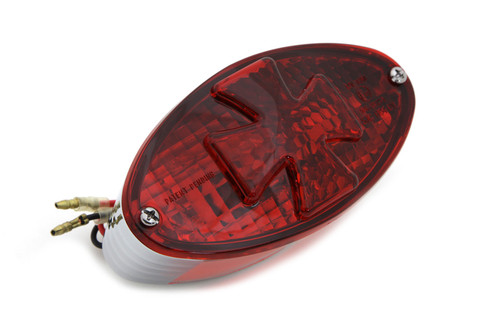Wyatt Gatling #12-0413R - Oval Tail Lamp with Maltese Inset Red Lens with Red Cross