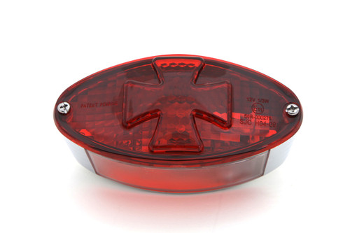 Wyatt Gatling #12-0413R - Oval Tail Lamp with Maltese Inset Red Lens with Red Cross
