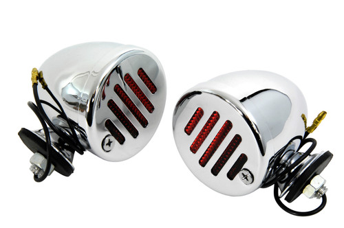 Wyatt Gatling #20-6515R - Chrome Shielded Bullet Marker Lamp Set with Red lens