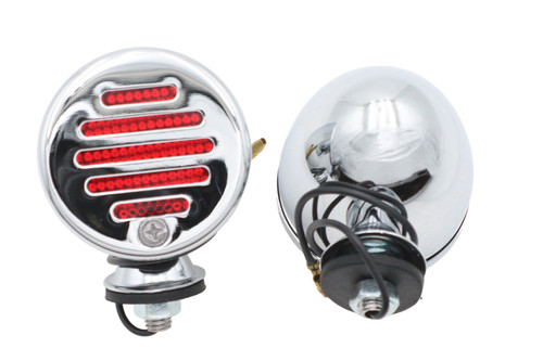 Wyatt Gatling #20-6515R - Chrome Shielded Bullet Marker Lamp Set with Red lens