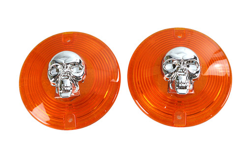 Wyatt Gatling #L22-0228A-LC - Turn Signal Lens Set with Skull Amber